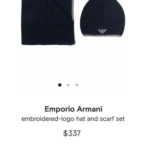 𝅺emporio Armani Logo Scarf and Beanie Lambswool Set New - Picture 5 of 5
